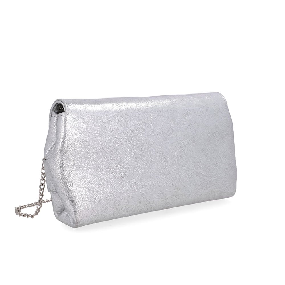 Bolsa Clutch Couro Metalizado Prata Prata 2