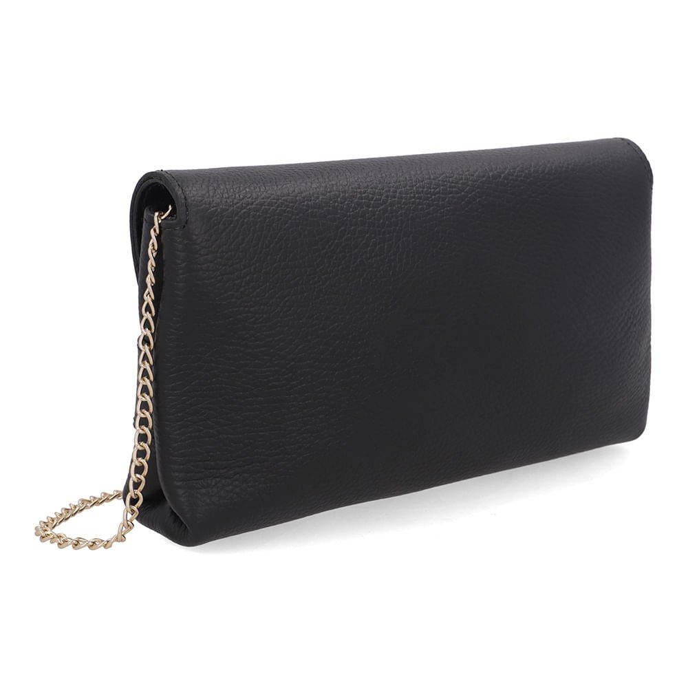 Bolsa Clutch Couro Preta Preto 2