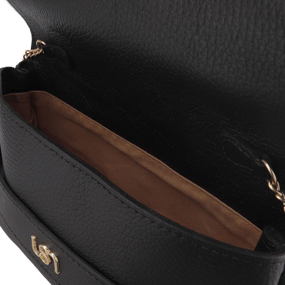 Bolsa Clutch Couro Preta Preto 3