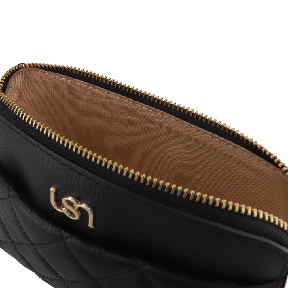 Bolsa Tiracolo Couro Preta Alça Longa Preto 3