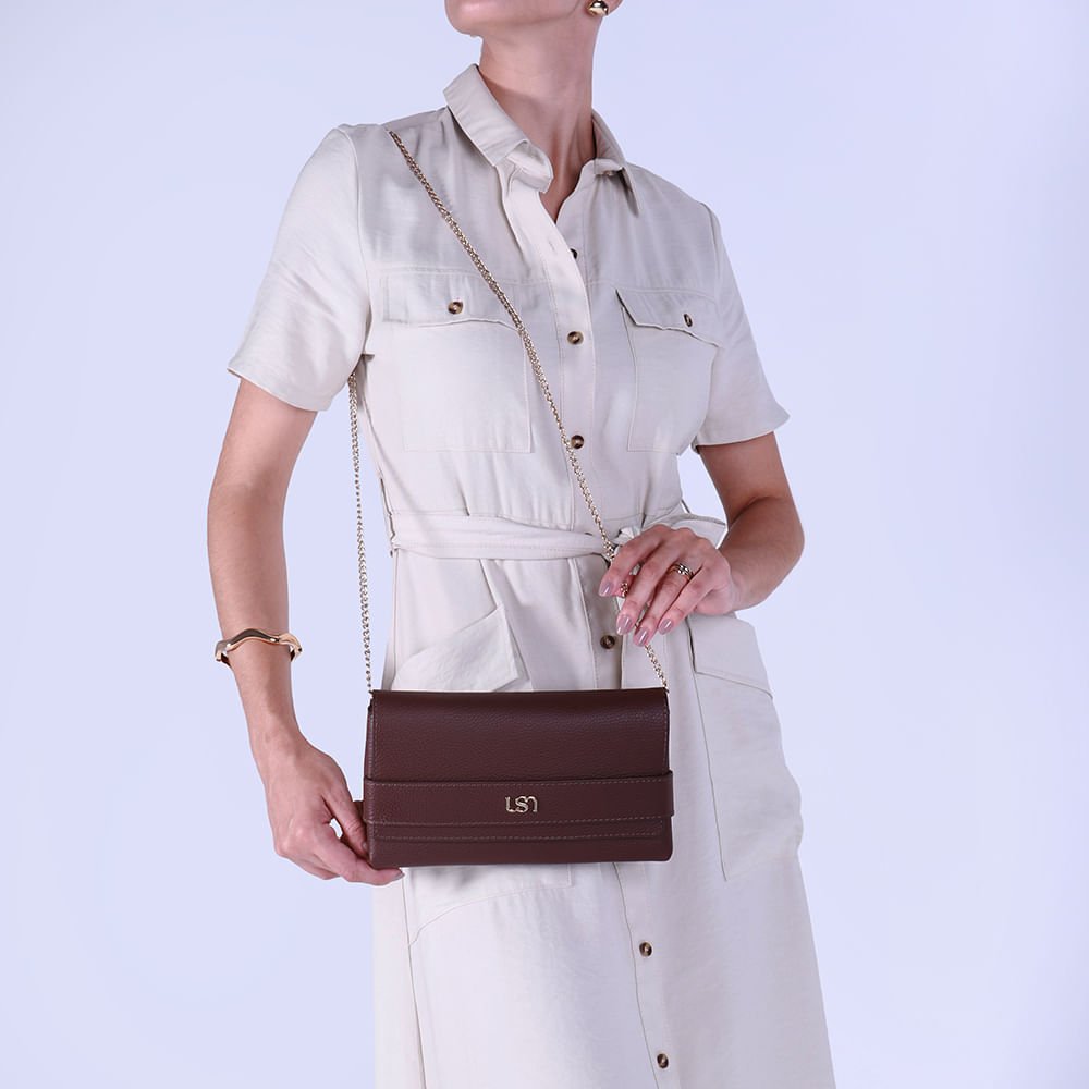 Bolsa Clutch Couro Marrom Marrom 4