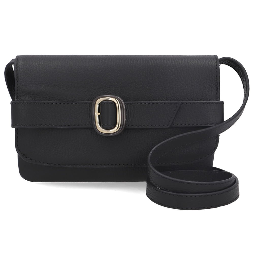 Bolsa Tiracolo Couro Preta