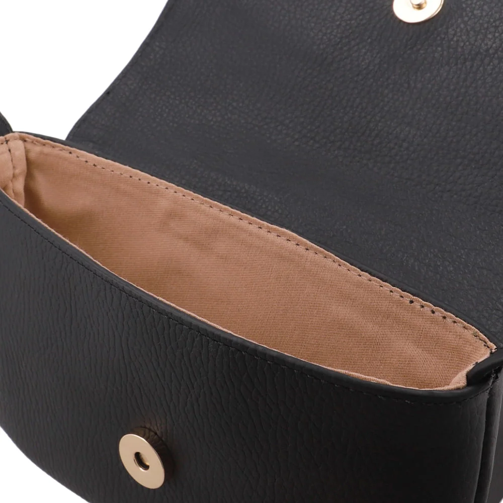 Bolsa Tiracolo Couro Preta Preto 3