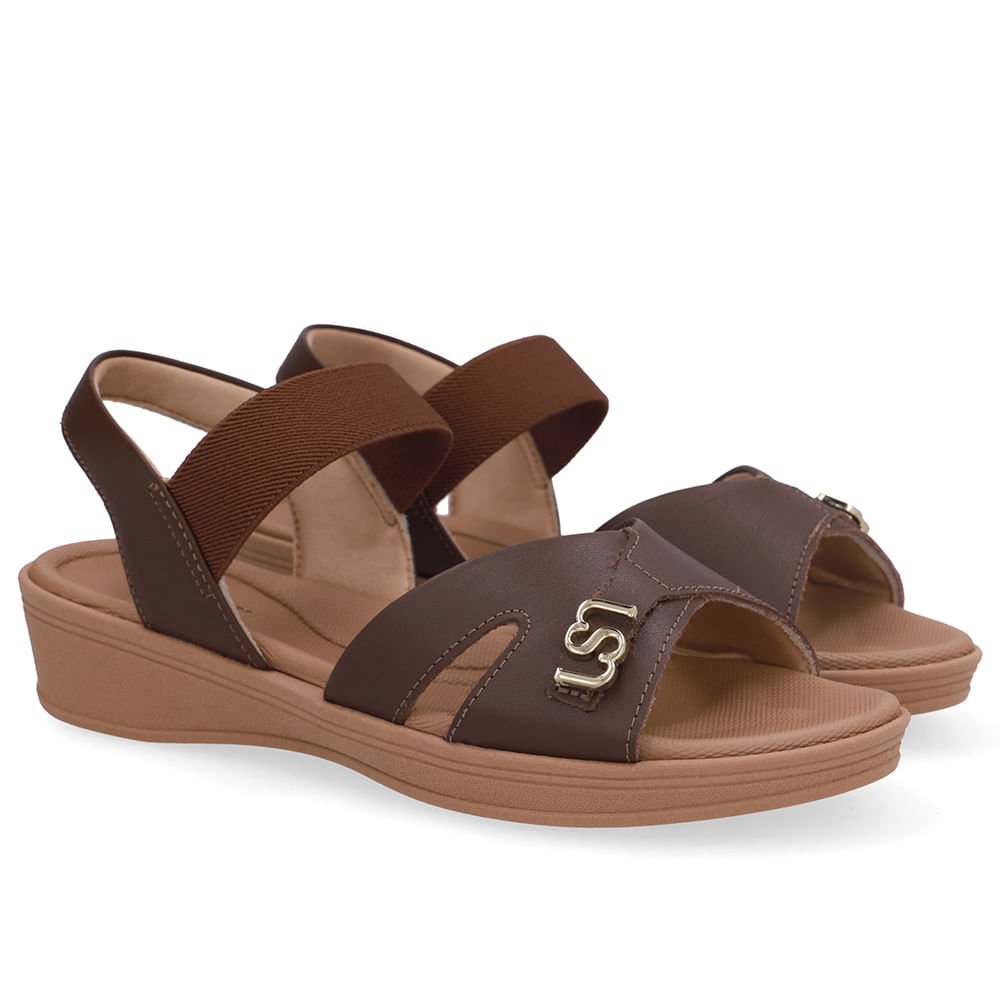 Sandália Baixa Couro Marrom Monograma Marrom 2