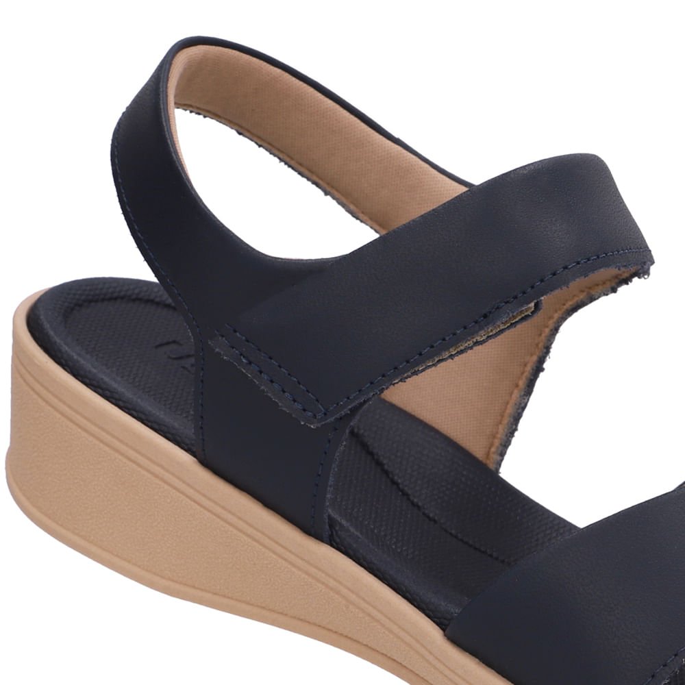Sandália Baixa Couro Azul Fecho-Flex Azul Marinho 4