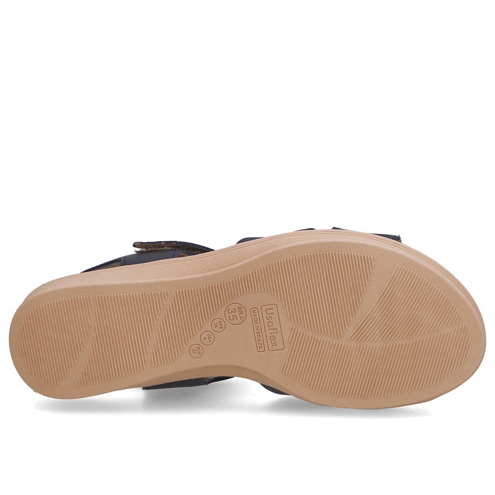 Sandália Baixa Couro Azul Fecho-Flex Azul Marinho 5