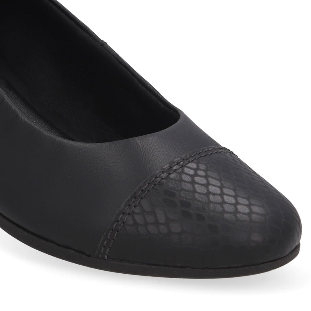 Scarpin Preto Salto Bloco Couro Preto 4