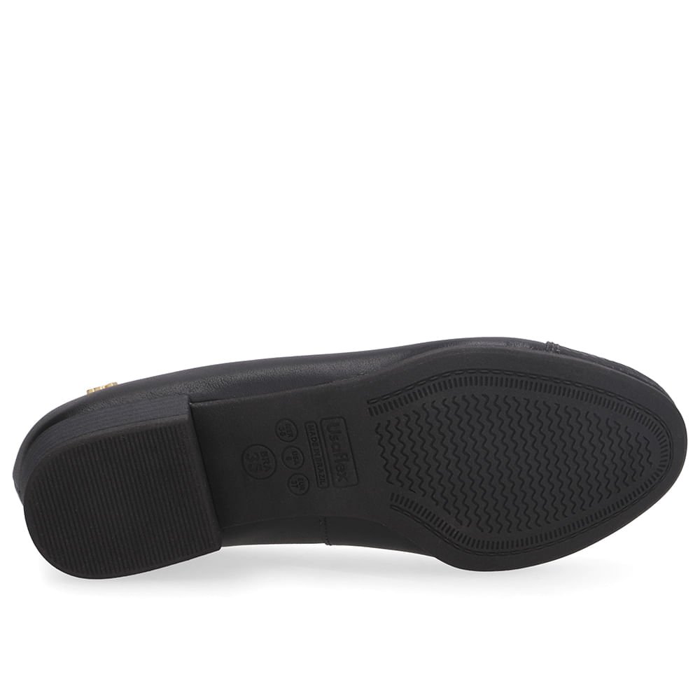 Scarpin Preto Salto Bloco Couro Preto 5