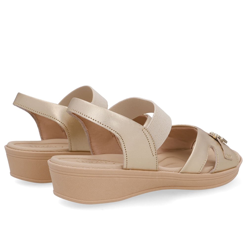 Sandália Baixa Couro Dourada Monograma Dourado 3