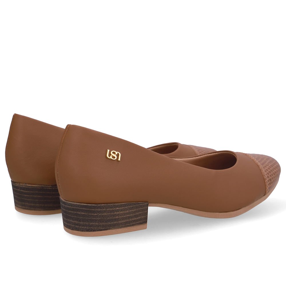 Scarpin Marrom Salto Bloco Couro Marrom 3