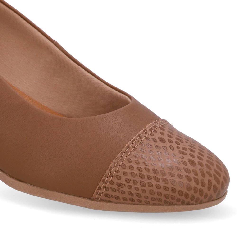Scarpin Marrom Salto Bloco Couro Marrom 4
