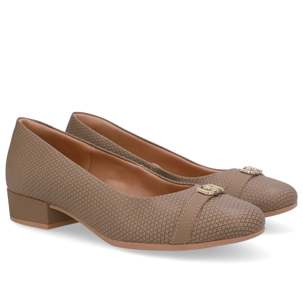 Scarpin Marrom Salto Bloco Couro Monograma Marrom 2