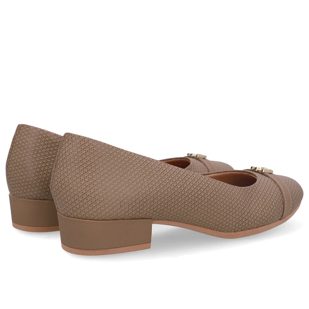 Scarpin Marrom Salto Bloco Couro Monograma Marrom 3