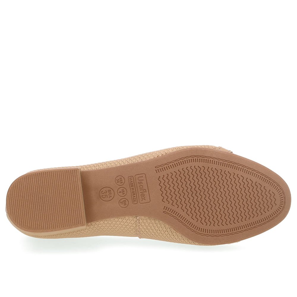 Scarpin Bege Salto Bloco Couro Monograma Bege 5