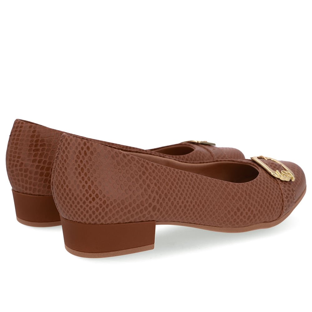 Scarpin Marrom Bico Redondo Couro Marrom 3