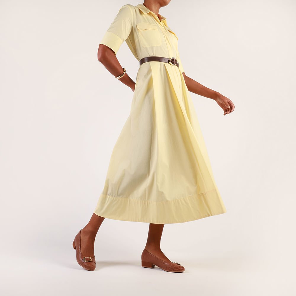 Scarpin Marrom Bico Redondo Couro Marrom 4