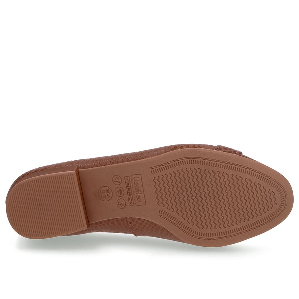 Scarpin Marrom Bico Redondo Couro Marrom 5