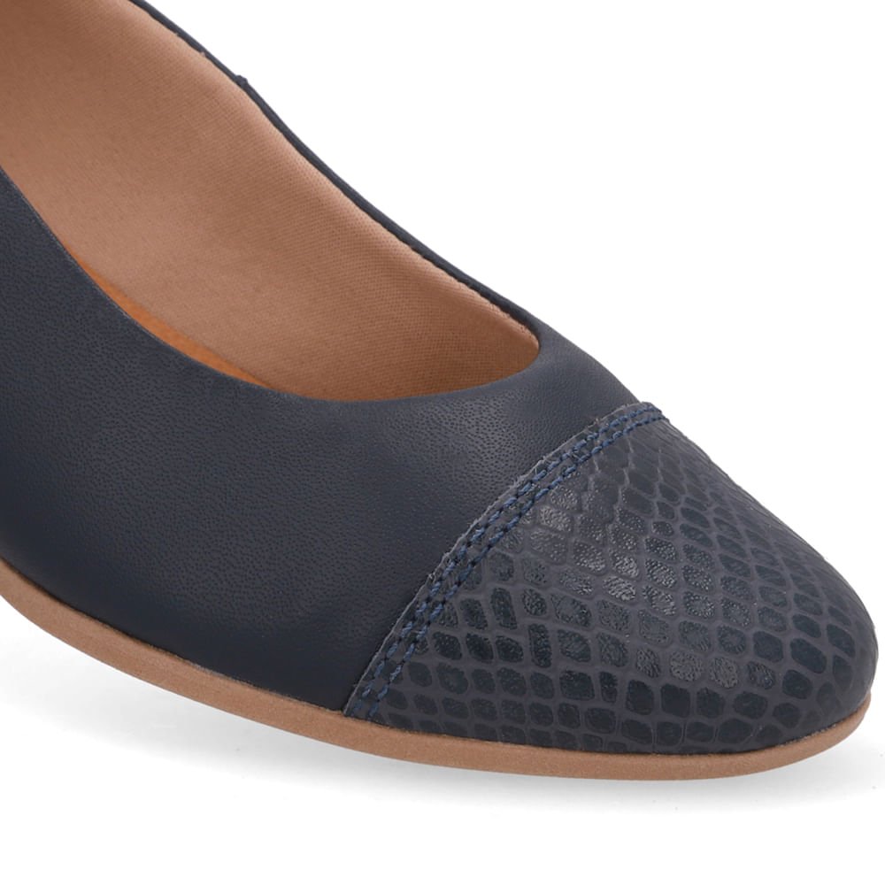 Scarpin Azul Salto Bloco Couro Azul 4
