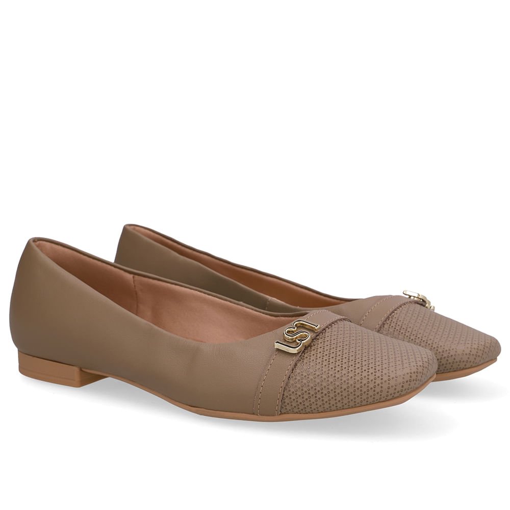 Sapatilha Marrom Couro Bico Quadrado Marrom 2