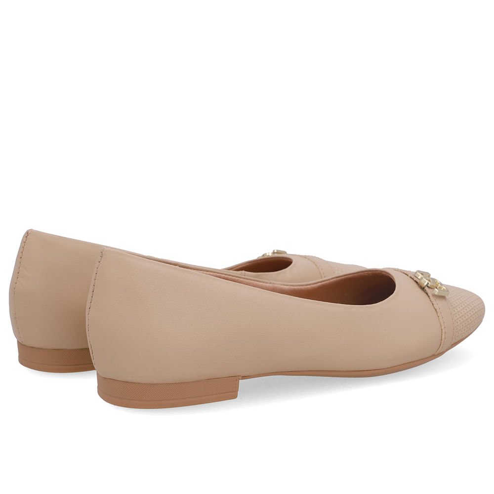 Sapatilha Bege Couro Bico Quadrado Bege 3