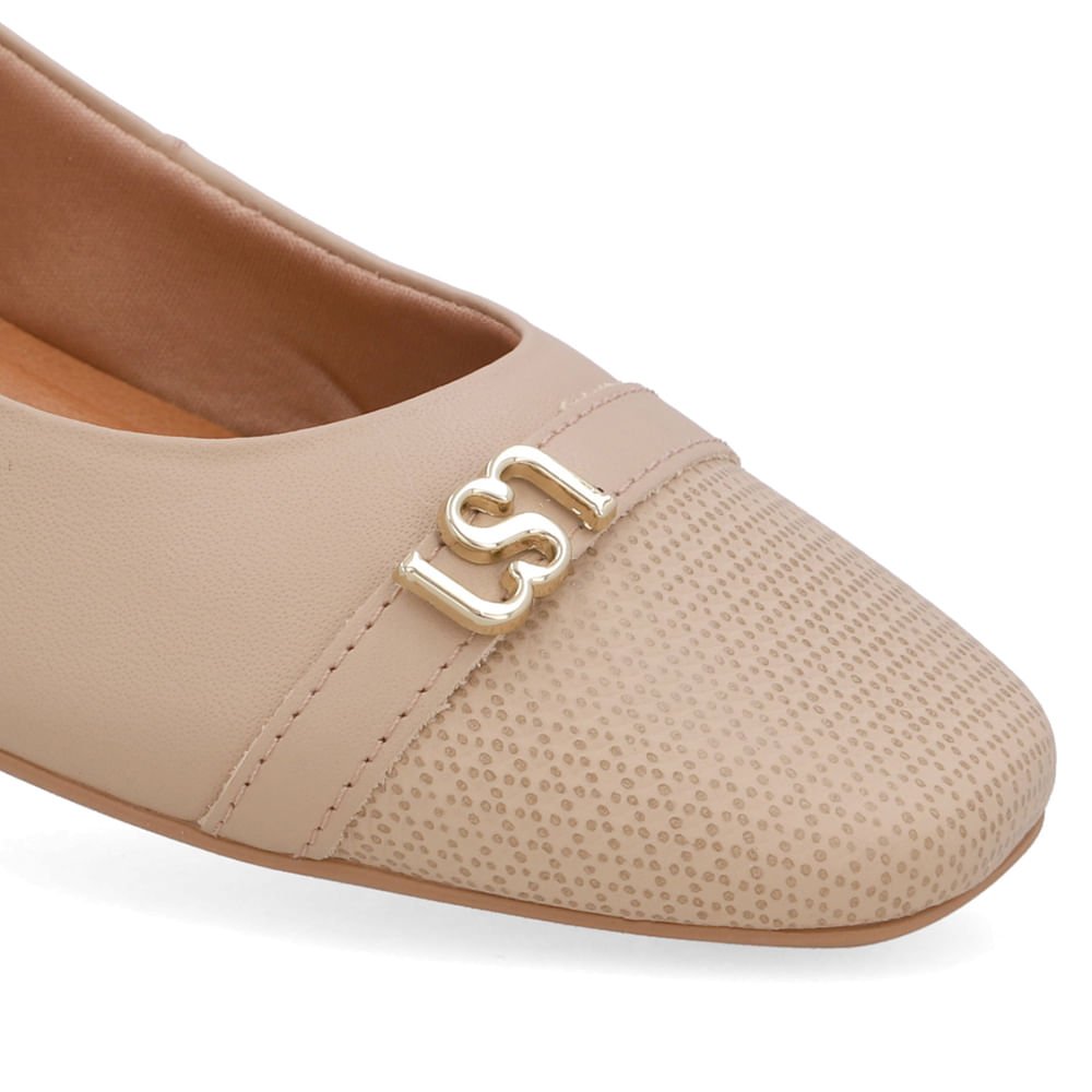 Sapatilha Bege Couro Bico Quadrado Bege 4