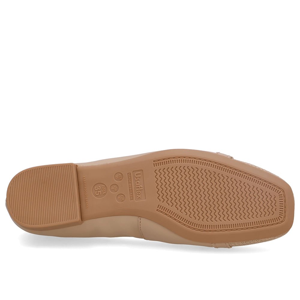 Sapatilha Bege Couro Bico Quadrado Bege 5