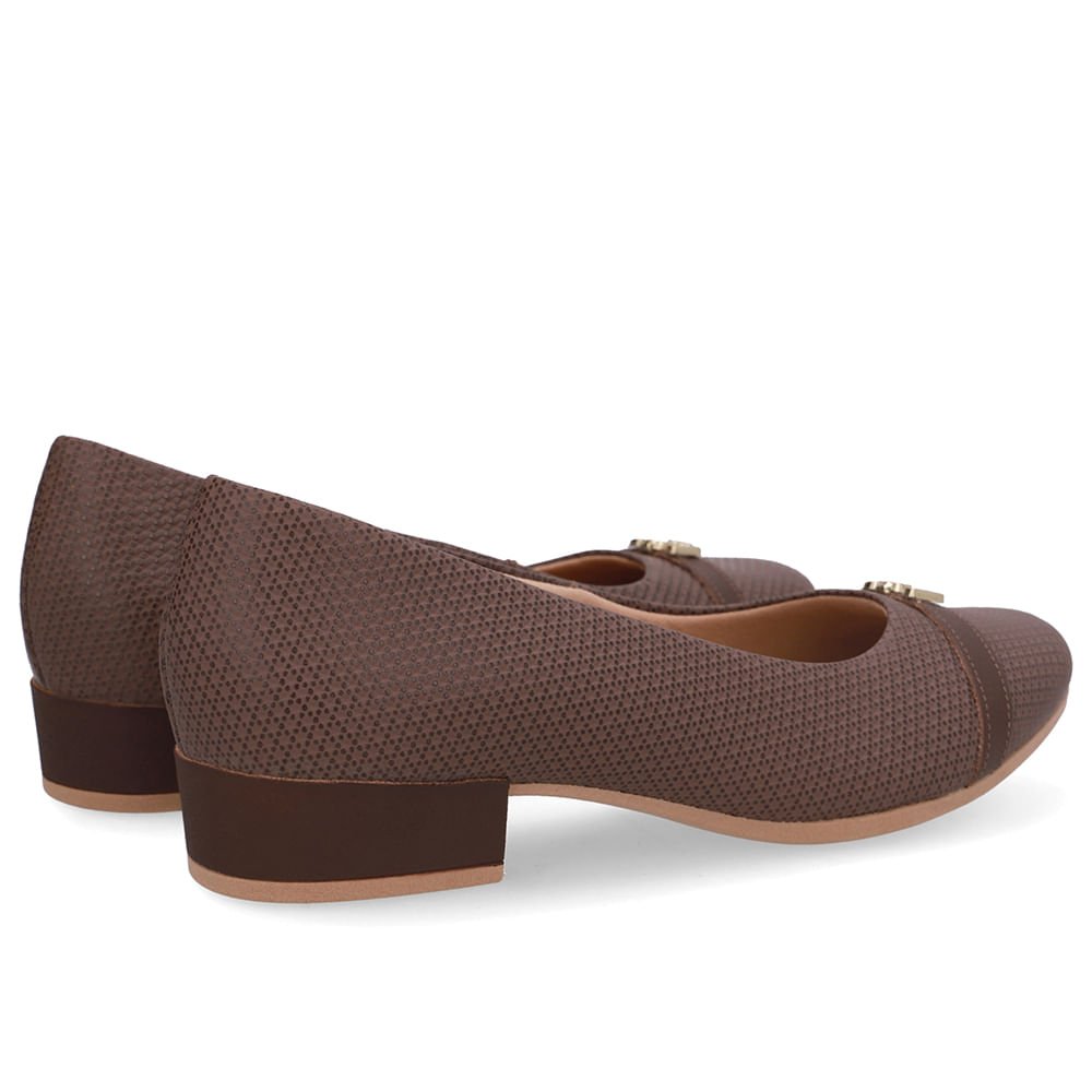 Scarpin Marrom Salto Bloco Couro Monograma Marrom 3