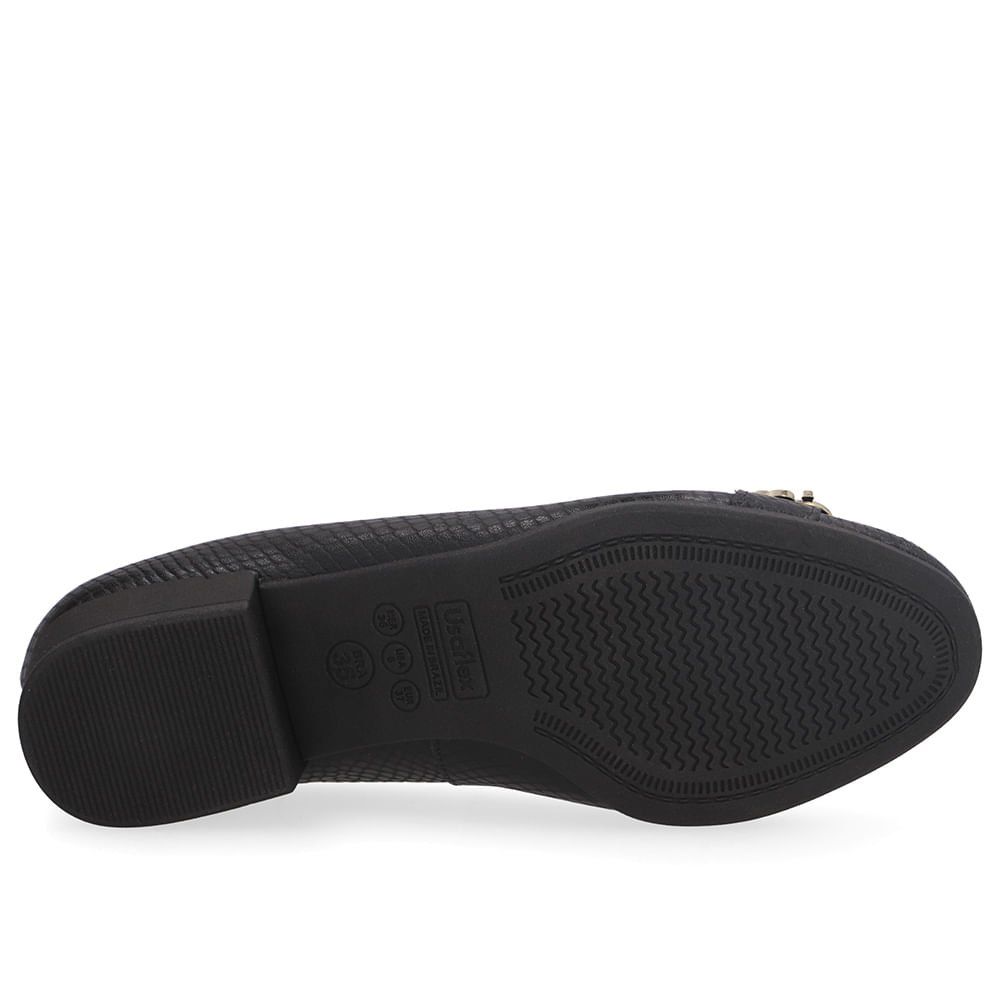 Scarpin Preto Bico Redondo Couro Preto 5