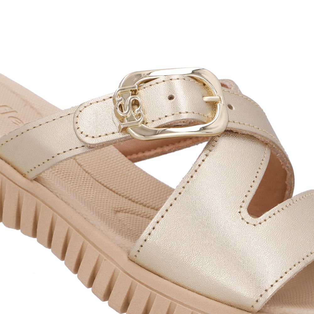 Tamanco Baixo Dourado Couro Dourado 4