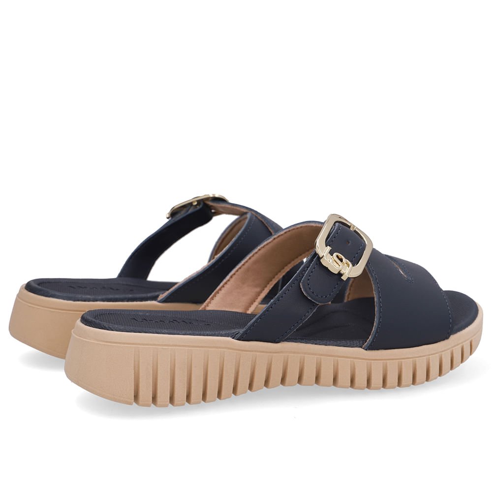 Tamanco Baixo Azul Couro Azul Marinho 3