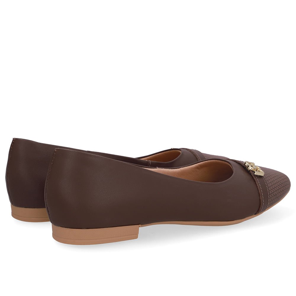 Sapatilha Marrom Couro Bico Quadrado Marrom 3