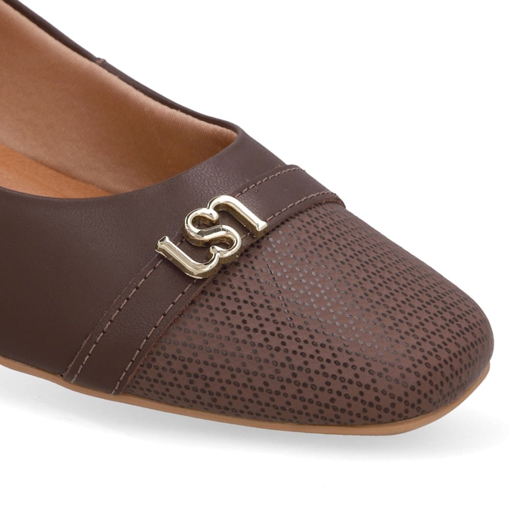 Sapatilha Marrom Couro Bico Quadrado Marrom 4