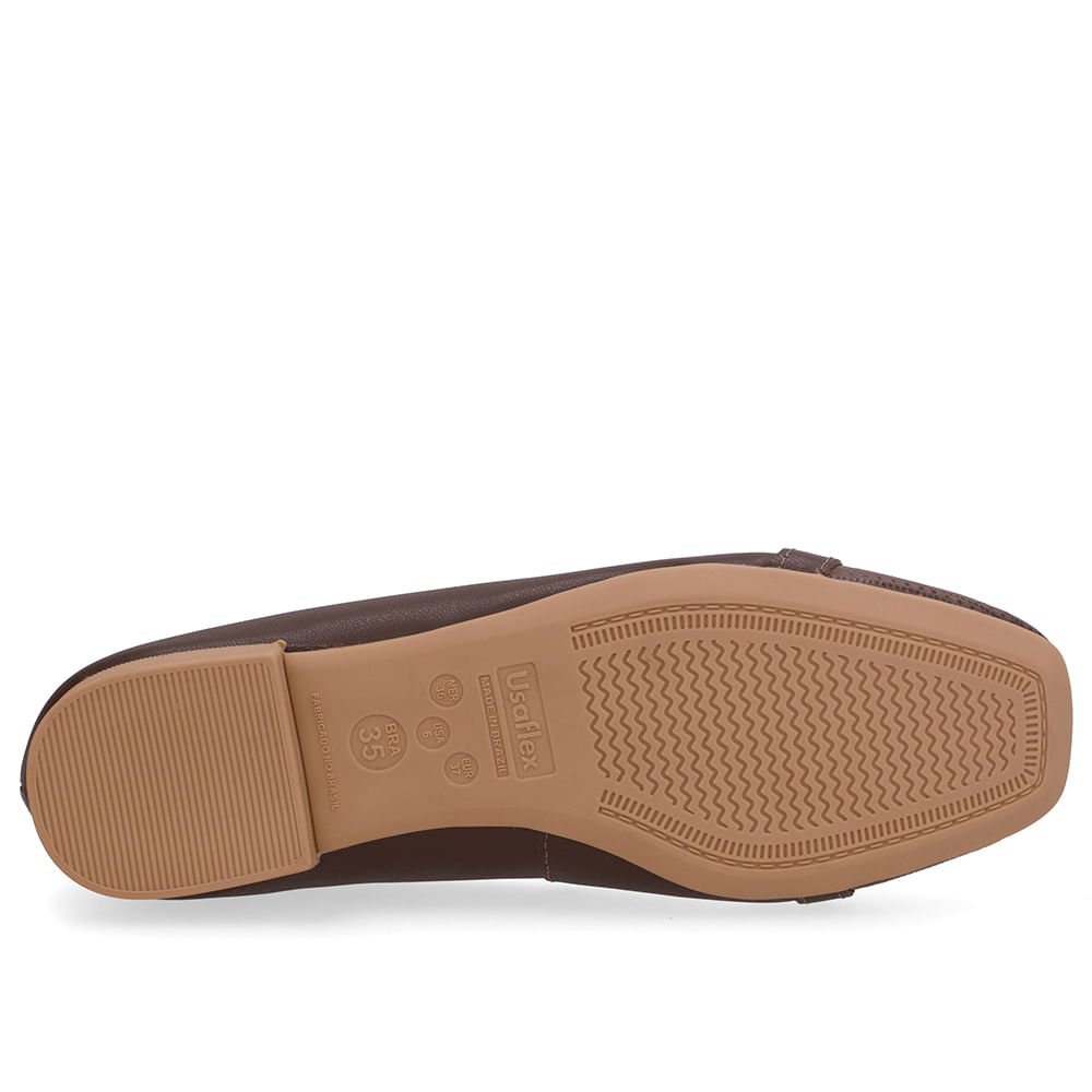 Sapatilha Marrom Couro Bico Quadrado Marrom 5