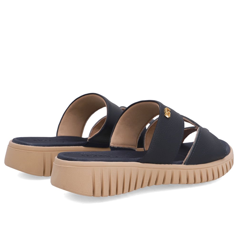 Tamanco Baixo Azul Couro Azul Marinho 3