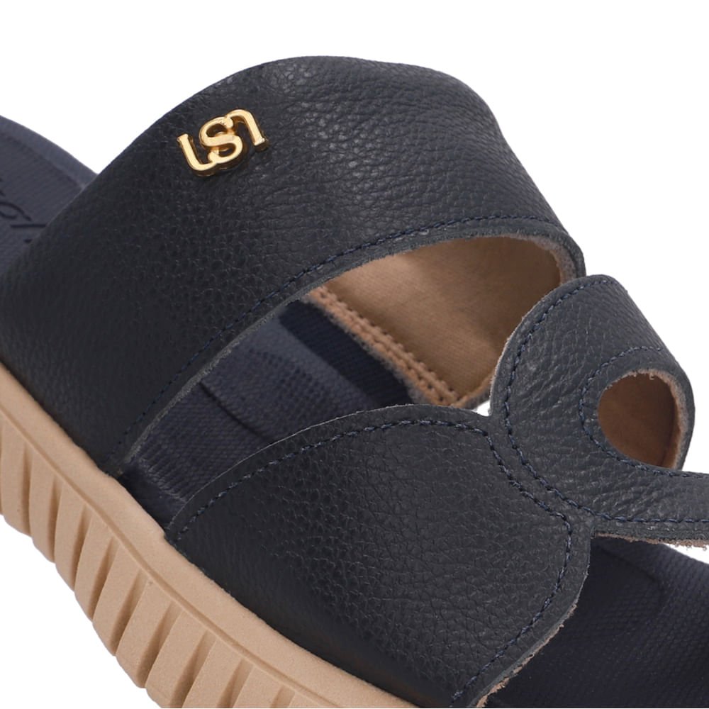 Tamanco Baixo Azul Couro Azul Marinho 4