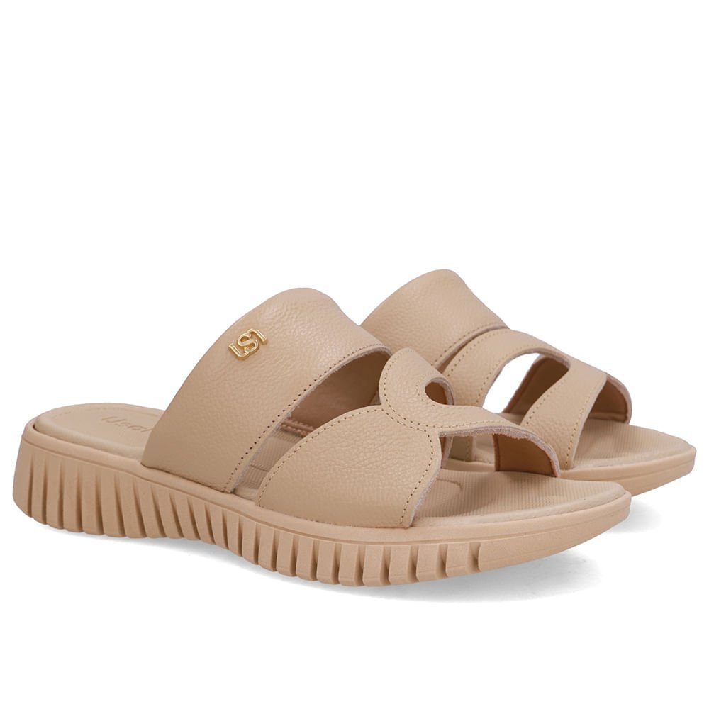 Tamanco Baixo Bege Couro Bege 2