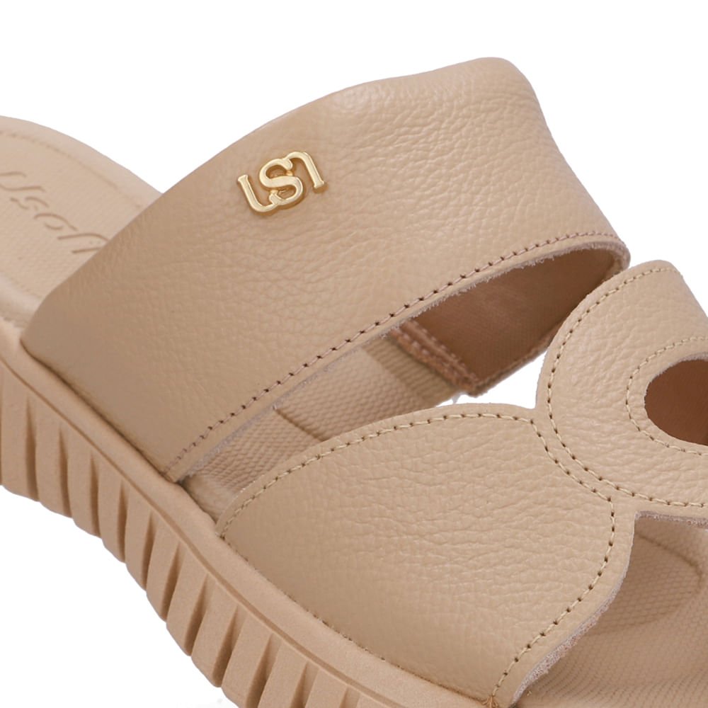 Tamanco Baixo Bege Couro Bege 4