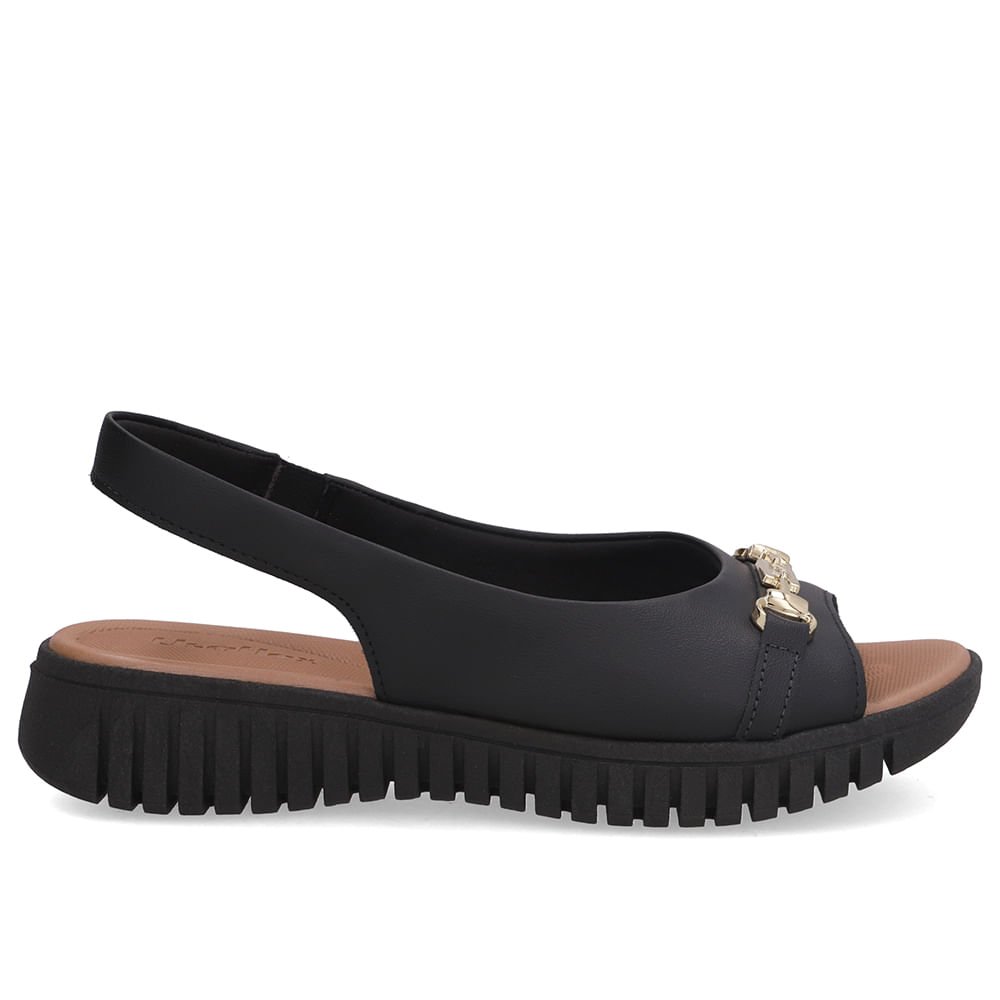 Sandália Plataforma Couro Preta