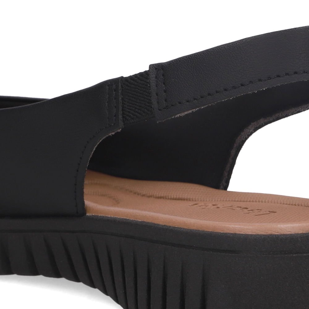 Sandália Plataforma Couro Preta Preto 4