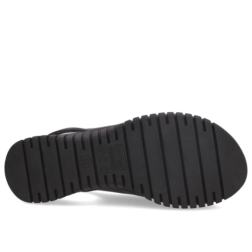 Sandália Plataforma Couro Preta Preto 5