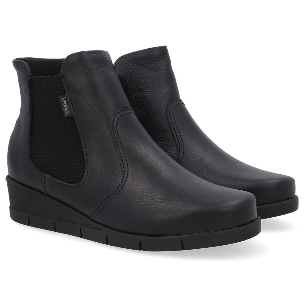Bota Couro Preta Elástico Preto 2