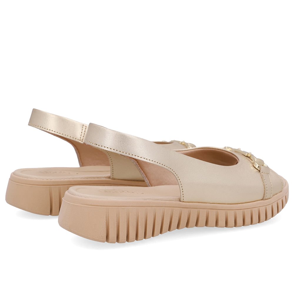 Sandália Plataforma Couro Dourada Dourado 3