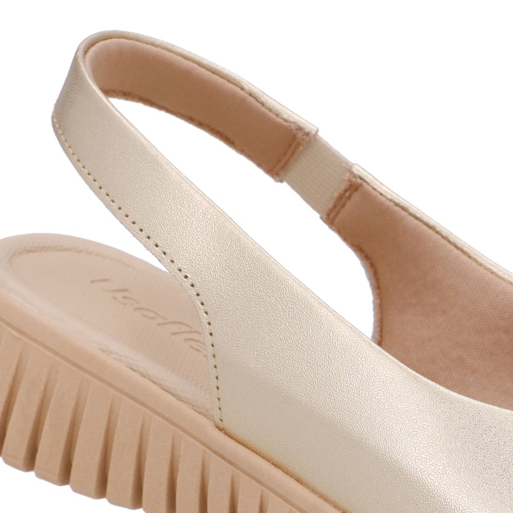 Sandália Plataforma Couro Dourada Dourado 4