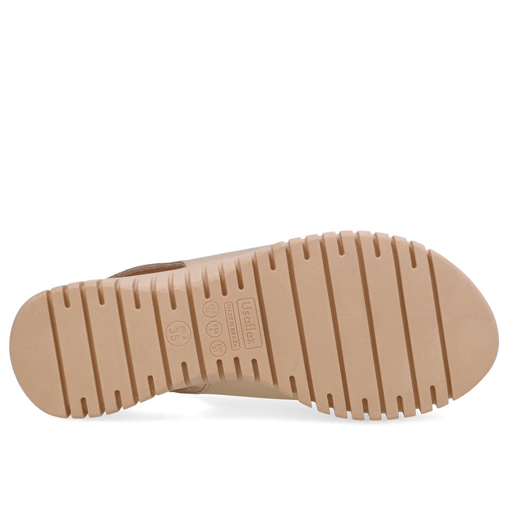 Sandália Plataforma Couro Dourada Dourado 5