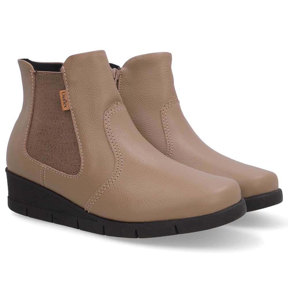 Bota Couro Marrom Elástico Marrom 2