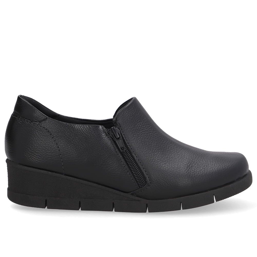 Abotinado Couro Preto Zíper Lateral