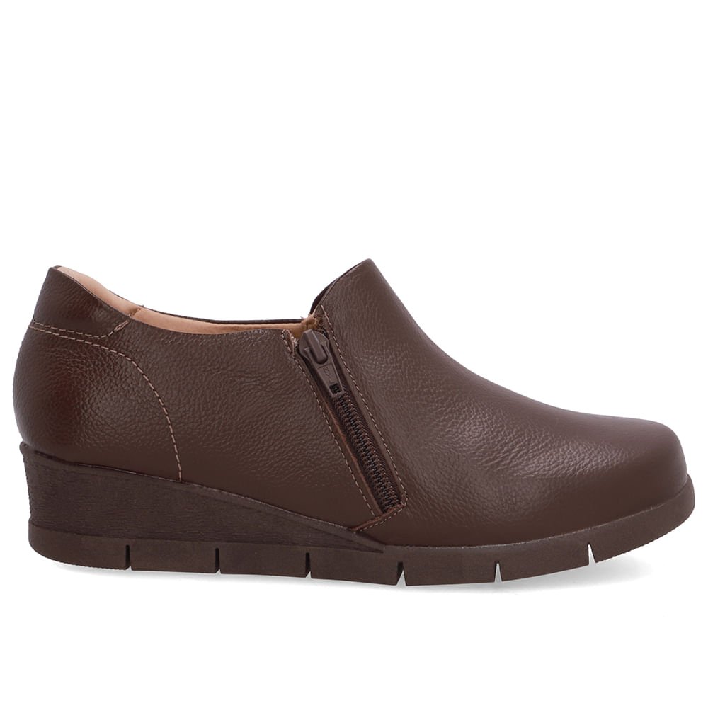 Abotinado Couro Marrom Zíper Lateral