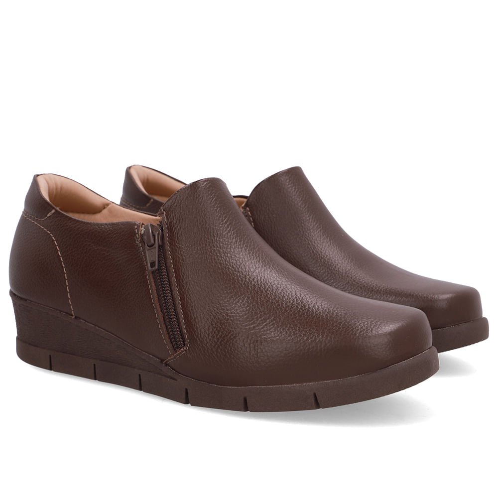 Abotinado Couro Marrom Zíper Lateral Marrom 2