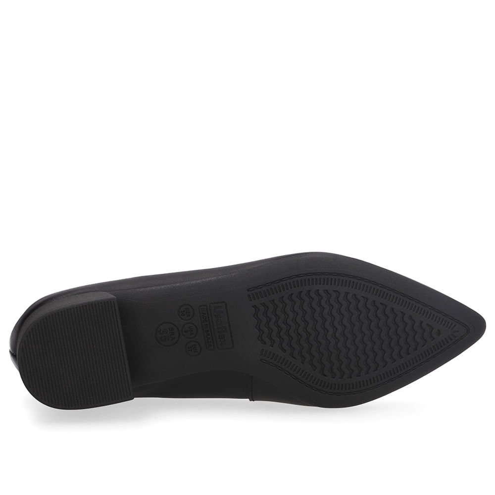 Scarpin Preto Salto Bloco Couro Bico Fino Preto 5