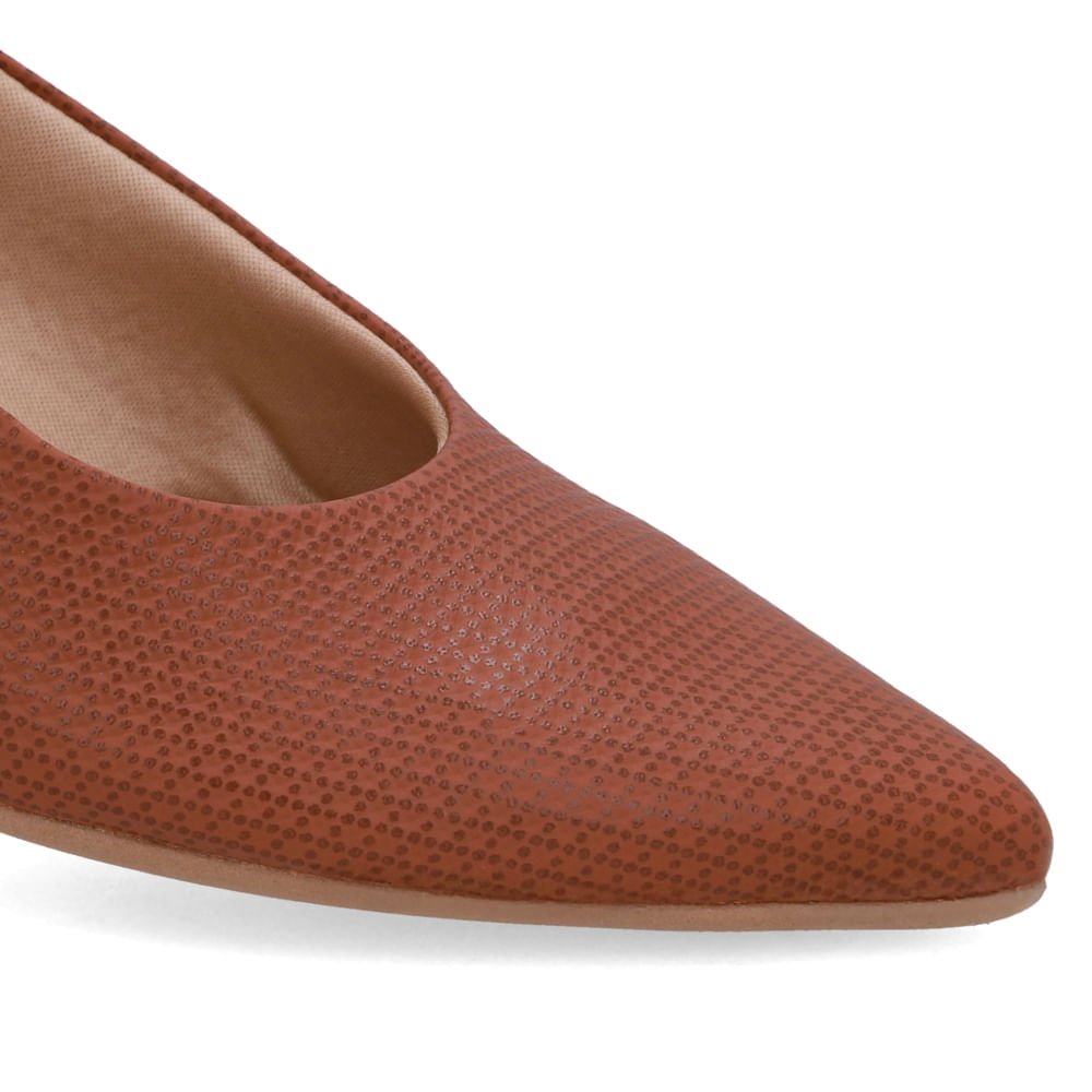 Slingback Marrom Salto Bloco Couro Bico Fino Marrom 4